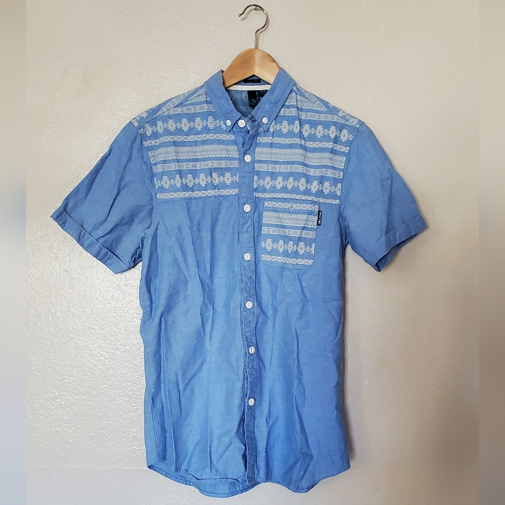 Cotton Printed Denim Button Up Shirt by Soul Star